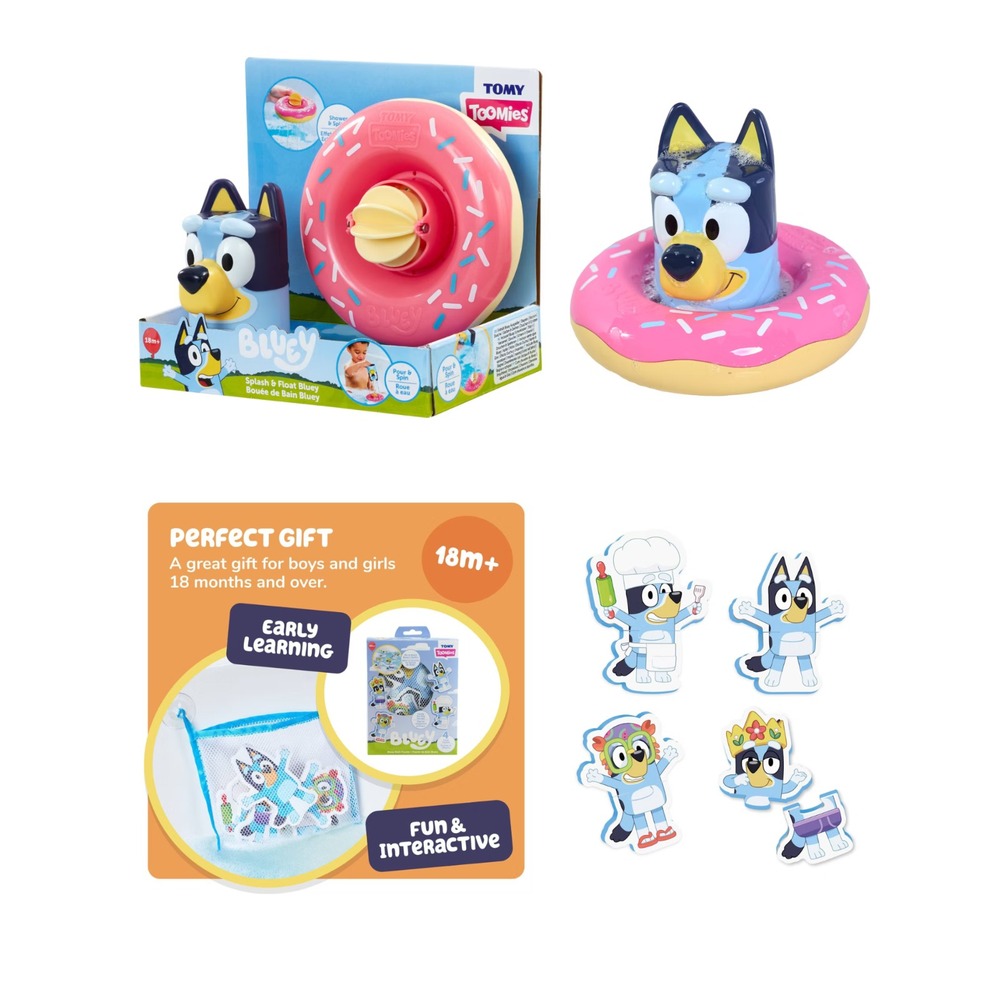 Lot of 2 Bluey Bath Toys - Splash & Float‎ Bluey & Bluey Bath Foam Puzzles NEW
